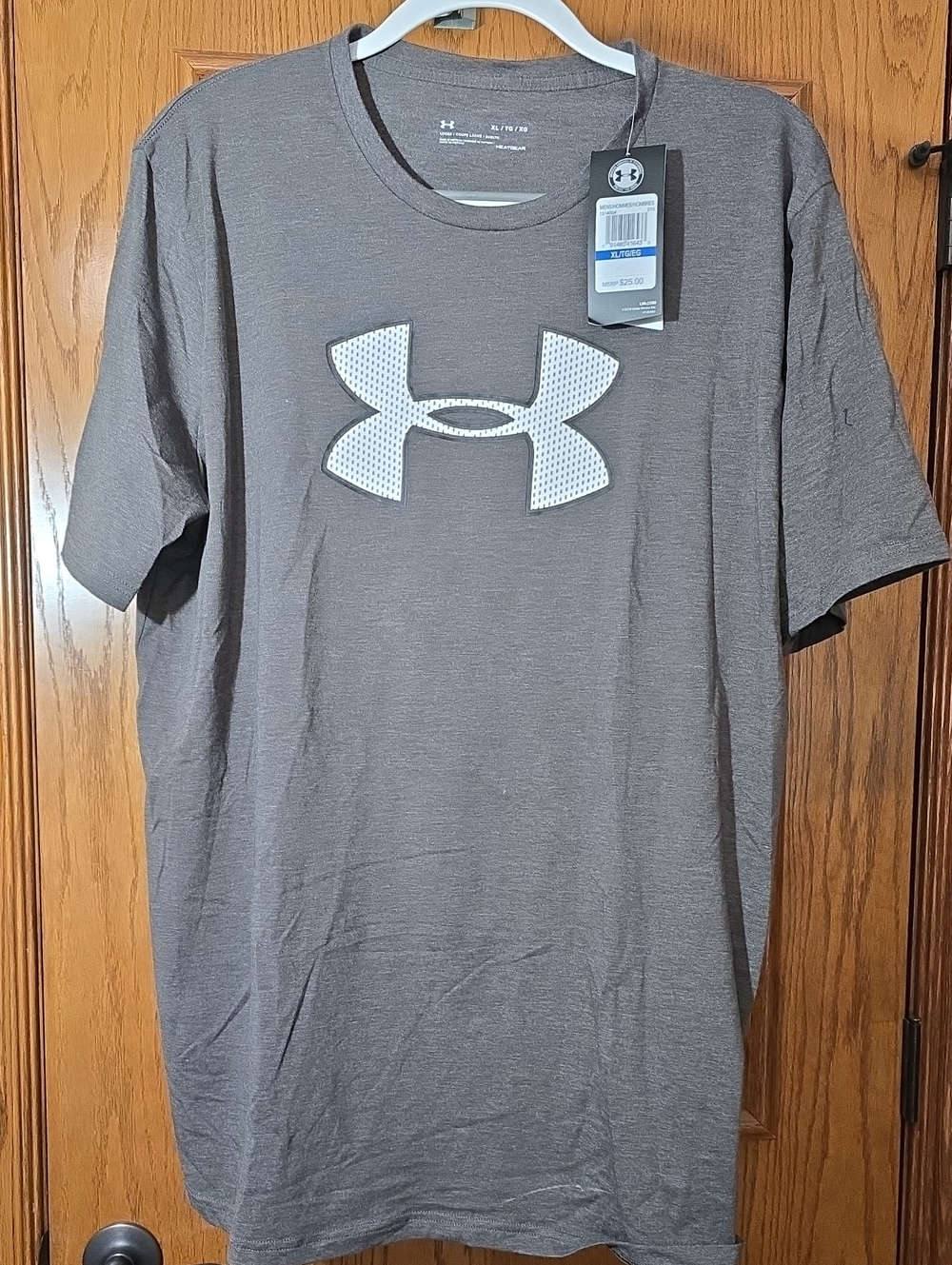Under Armour Grey/brown, Short Sleeve Logo T-Shirt with White Logo